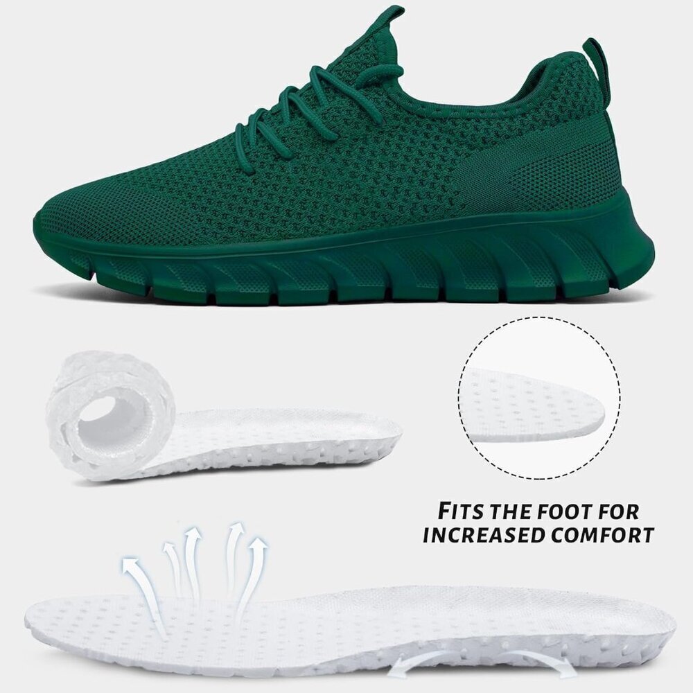 Women's Dark Green Non Slip Pull-on Comfortable Casual Fashion Running Sneakers - Picture 5 of 6